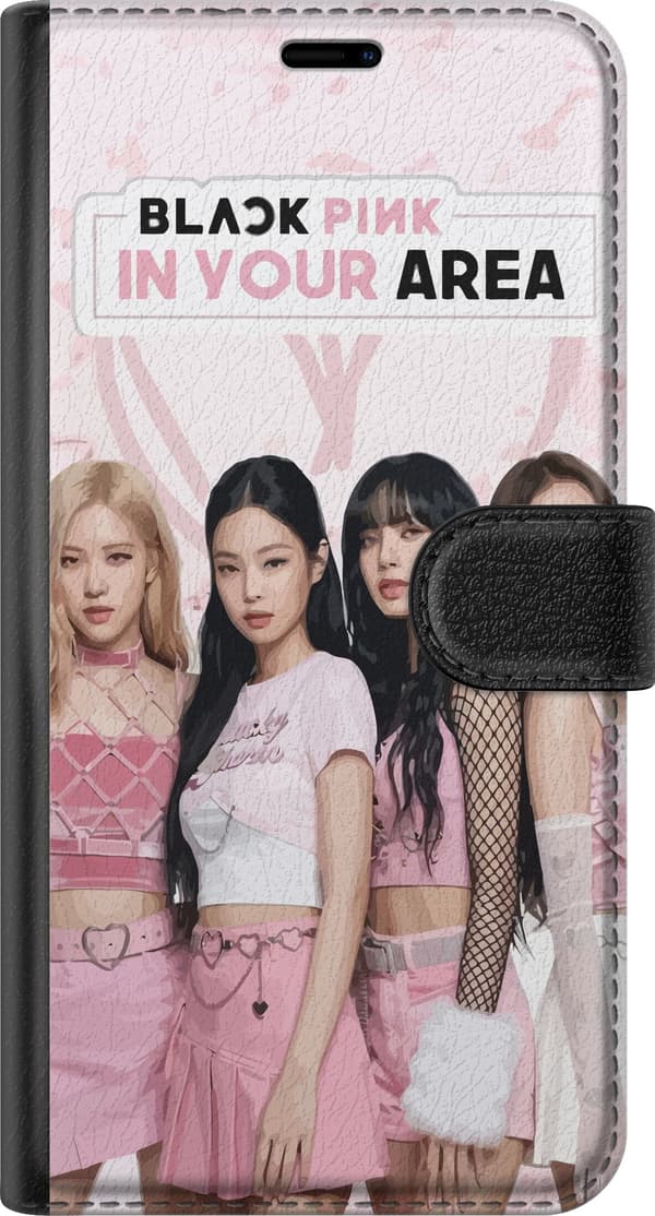 Kompatibel Tegnebogsetui til Apple iPhone 16 Jennie Rosé Lisa og Jisoo sammen i lyserøde outfits mod lyserød baggrund pink