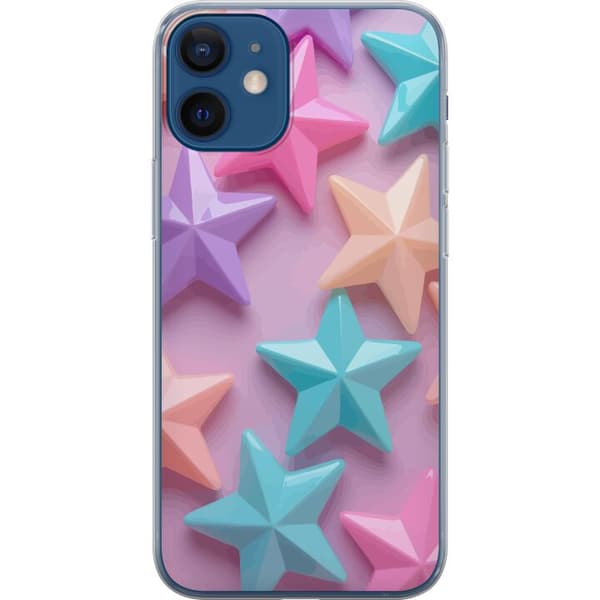 Kompatibelt Mobildeksel til Apple iPhone 12 mini Pastellfargede stjerner i mykt design