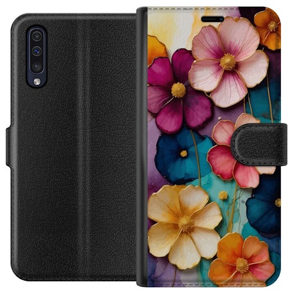 Samsung Galaxy A50 Plånboksfodral Blommor Färger