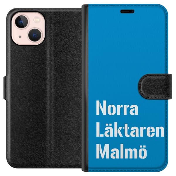 Kompatibel Tegnebogsetui til Apple iPhone 13 Minimalistisk blå tekstdesign med Malmö-tema og moderne typografisk stil blå