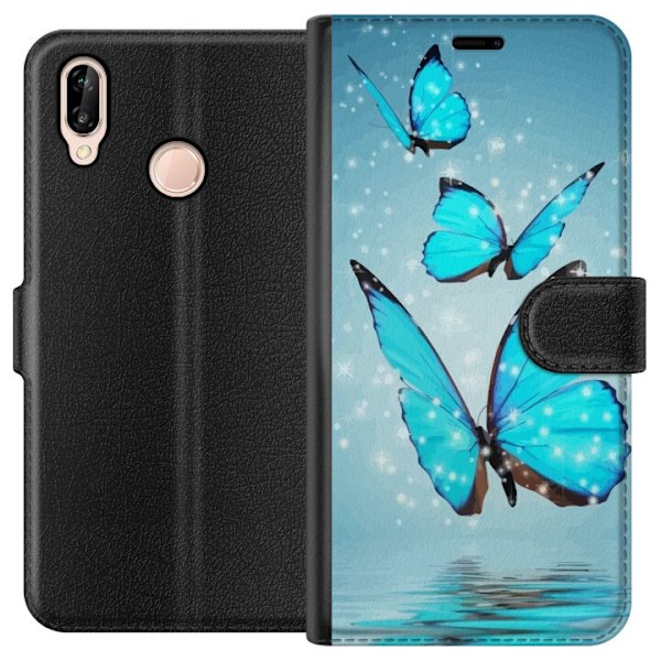 Huawei P20 lite Plånboksfodral Glittrande Fjärilar
