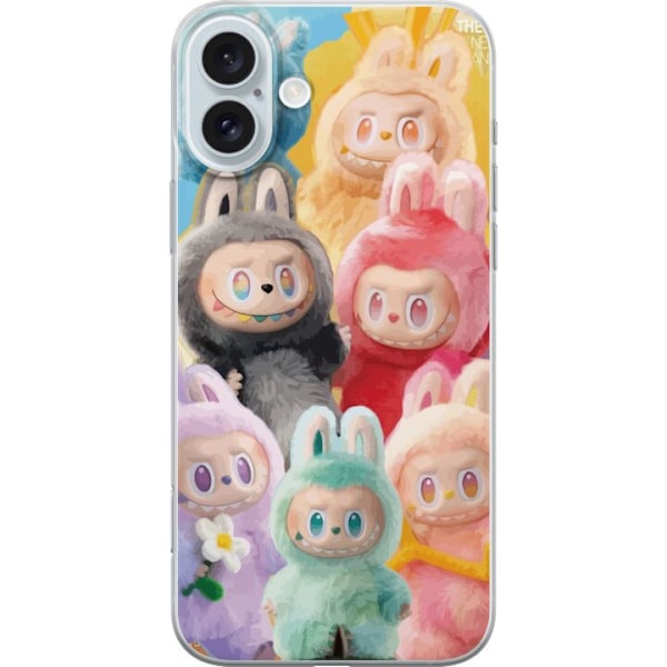 Apple iPhone 16 Plus Genomskinligt Skal Labubu Sketch Style – Handritat monster i tusch