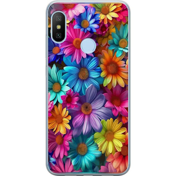 Xiaomi Mi A2 Lite Läpinäkyvä kuori Gerbera Kukat Värikäs Koriste Kukka Motiivi Suosittu Kotisisustus Väririkas Seinätaide Suunnittelu