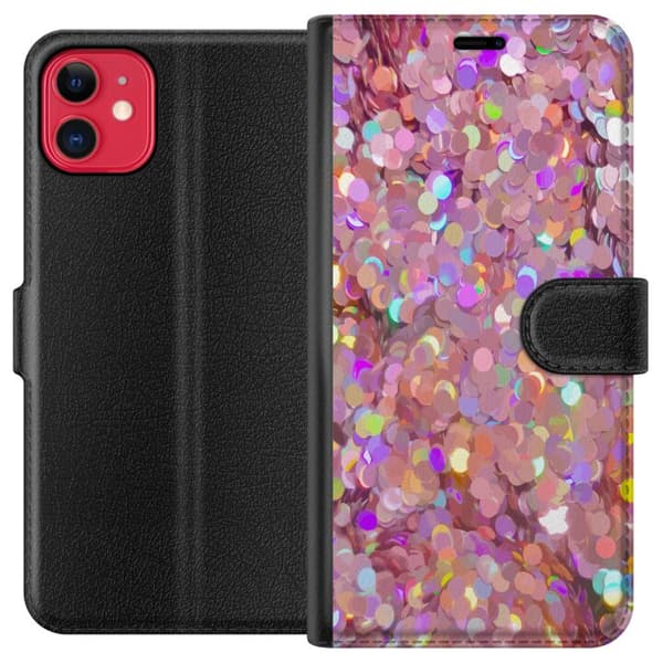 Kompatibel Tegnebogsetui til Apple iPhone 11 Rosa Glitter