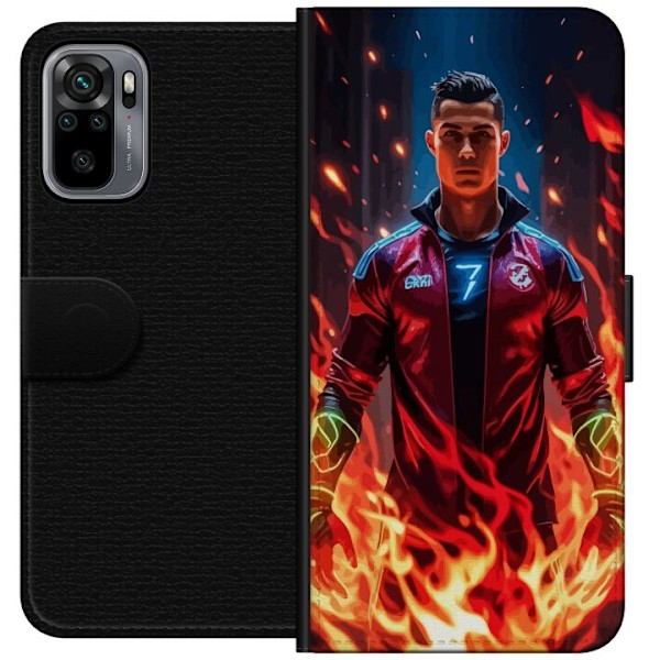 Xiaomi Redmi Note 10S Tegnebogsetui Ronaldo Inferno - fodboldhelt i flammer