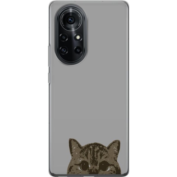 Huawei nova 8 Pro Genomskinligt Skal Grå Kattblick – stilren kattdesign med grå bakgrund