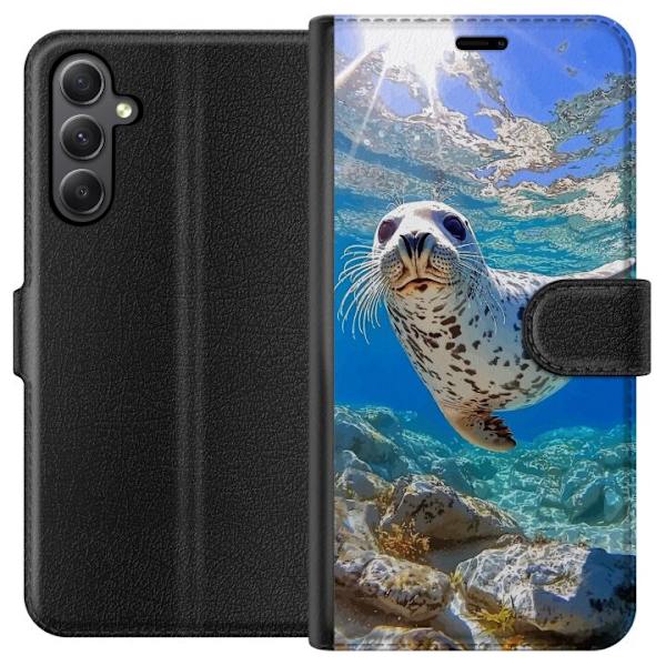 Samsung Galaxy S23 FE Tegnebogsetui Salg Hav Svømning Dyremotiv Natur Vandmotiv Blåt Design Marin Tema Populært Motiv Dyreliv