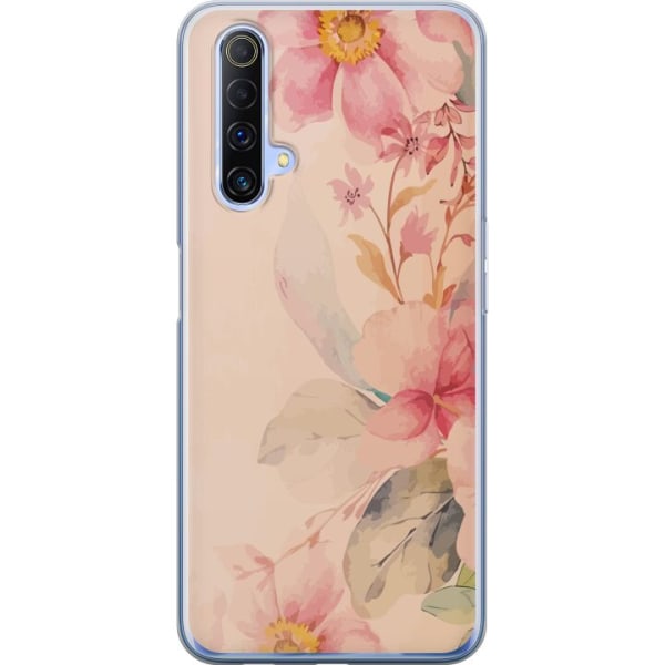 Realme X50 5G Gennemsigtig cover Farverige Blomster