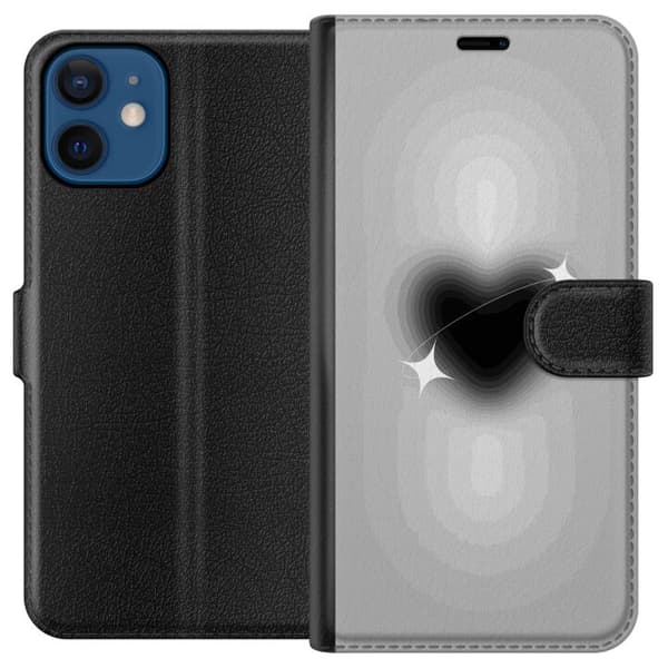 Kompatibelt Plånboksfodral till Apple iPhone 12 mini Svart Hjärta