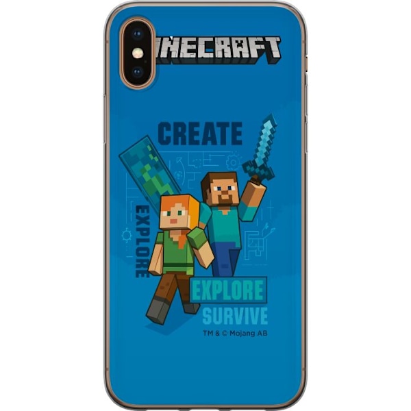 Apple iPhone XS Läpinäkyvä kuori Minecraft Luolastot