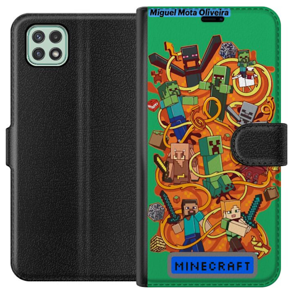 Samsung Galaxy A22 5G Lompakkokotelo Minecraft