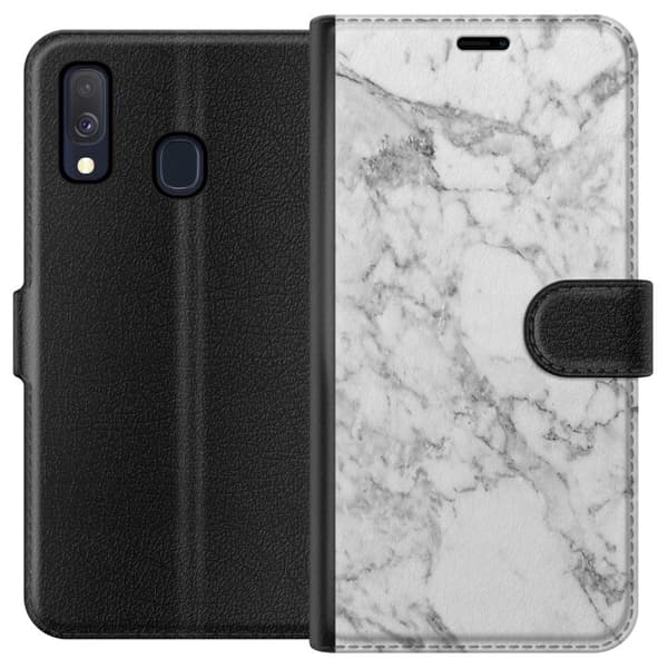 Kompatibelt Plånboksfodral till Samsung Galaxy A40 Marmor Vit