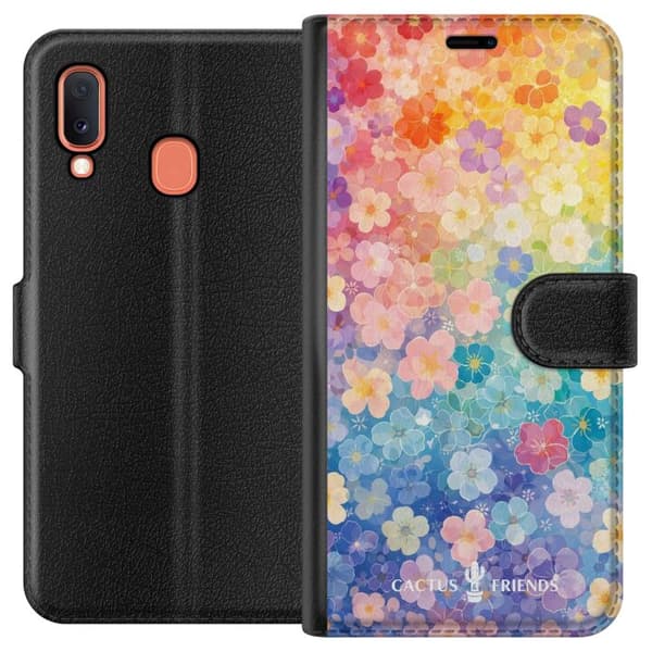 Kompatibel Tegnebogsetui til Samsung Galaxy A20e Kaktus og venner – RainbowBloom
