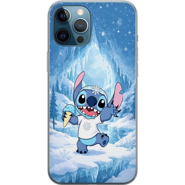 Kompatibelt Mobildeksel til Apple iPhone 12 Pro Max Blå tegnet fantasifigur med iskrem, snøfnugg og isete vinterbakgrunn blå