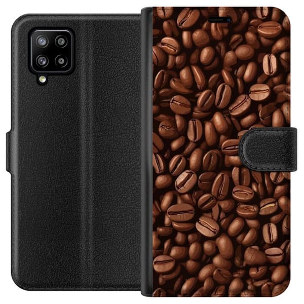 Kompatibelt Plånboksfodral till Samsung Galaxy A42 5G Kaffebönor närbild brun