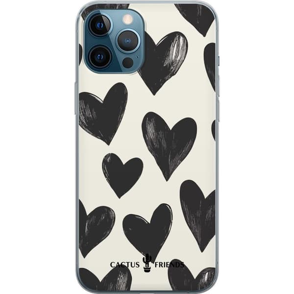 Kompatibelt Mobilskal till Apple iPhone 12 Pro Max Cactus and Friends - Bold Black Love Pattern