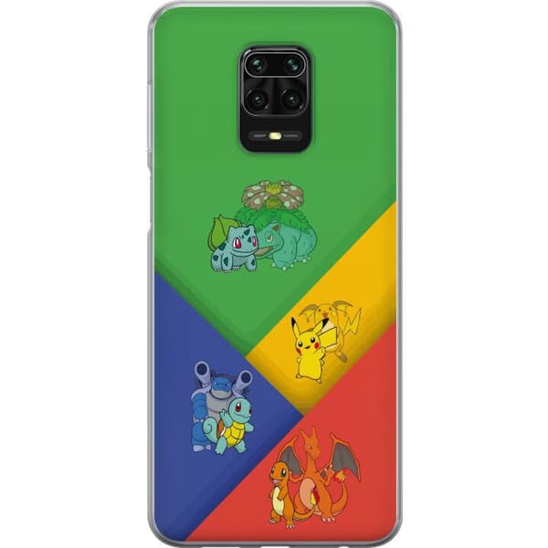 Kompatibelt Mobildeksel til Xiaomi Redmi Note 9S Første utviklinger med Bulbasaur, Charmander, Squirtle og Pikachu flerfarget