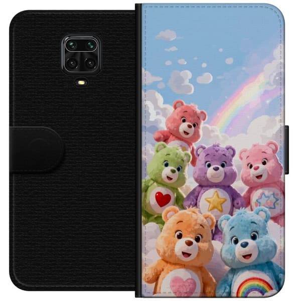 Kompatibel Tegnebogsetui til Xiaomi Redmi Note 9 Pro Søde farverige bamser med hjerter, stjerne og regnbue blandt bløde skyer blå