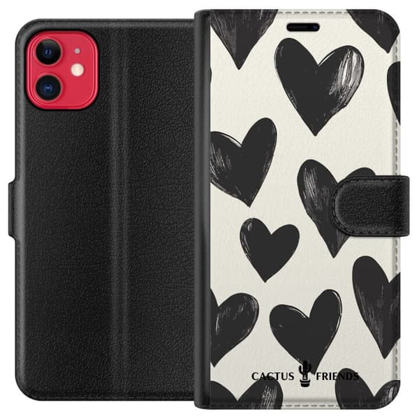 Kompatibelt Plånboksfodral till Apple iPhone 11 Cactus and Friends - Bold Black Love Pattern