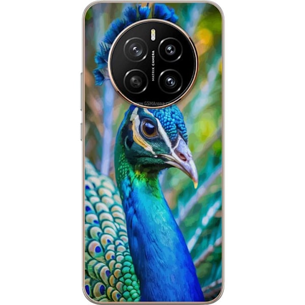Honor Magic7 Gennemsigtig cover Påfugle Fjer Farverig Design Fuglemotiv Eksotisk Grafisk Motiv Natur Luksuriøs Dekoration