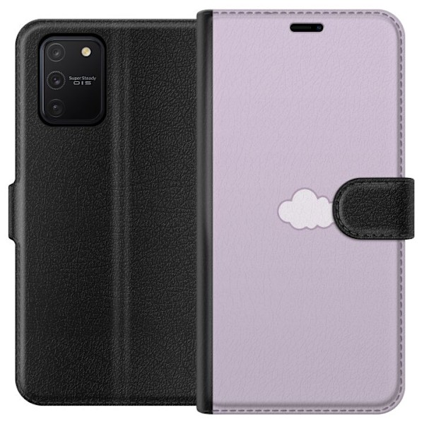 Samsung Galaxy S10 Lite Plånboksfodral Lila Moln – minimalistiskt moln på lila bakgrund