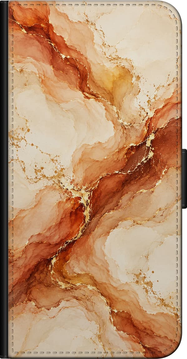 Kompatibelt Plånboksfodral till Xiaomi Redmi Note 9 Pro Bärnstensmarmor beige