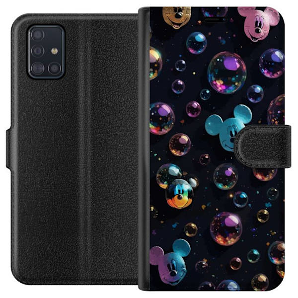 Samsung Galaxy A51 Plånboksfodral Musse Pigg Disney Bubblor Design Roligt Motiv Populär Disneyfigur Tecknad Serie Barnklassiker