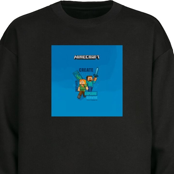 Sweatshirt for Barn | Myk og Klassisk Collegegenser Minecraft svart one size