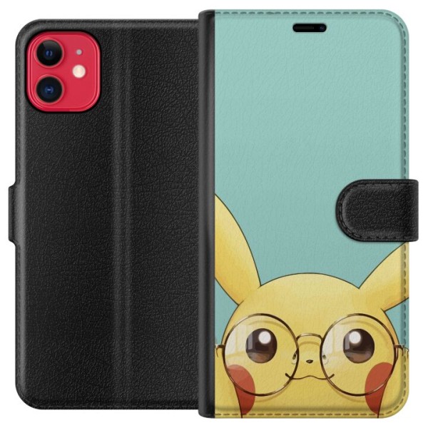 Apple iPhone 11 Lompakkokotelo Pikachu lasit