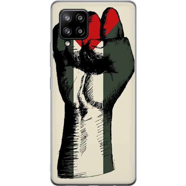Samsung Galaxy A42 5G Genomskinligt Skal Hand knuten i Palestinas färger – kraftfull symbol för frihetsrörelsen
