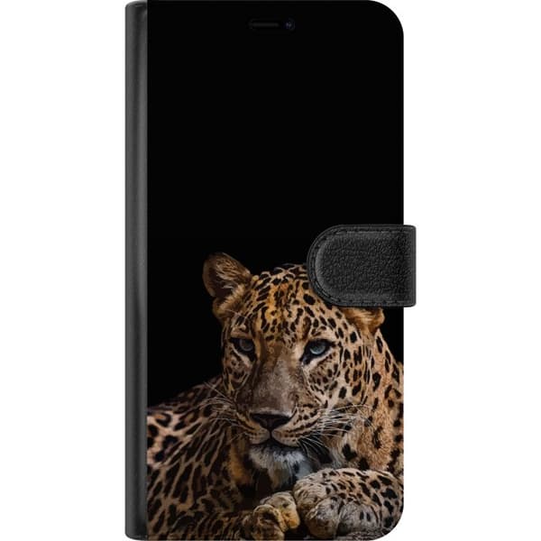 Kompatibelt Lommeboketui til Google Pixel 6a Leopardporträtt svart