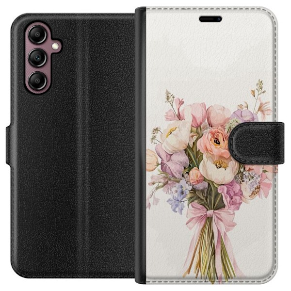 Samsung Galaxy A14 5G Plånboksfodral Mobilskal med färgglad blombukett i romantisk stil