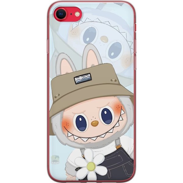Apple iPhone SE (2022) Gennemsigtig cover Labubu med hat - Pop Mart figur Mr. Butcher i retro-stil med karakter