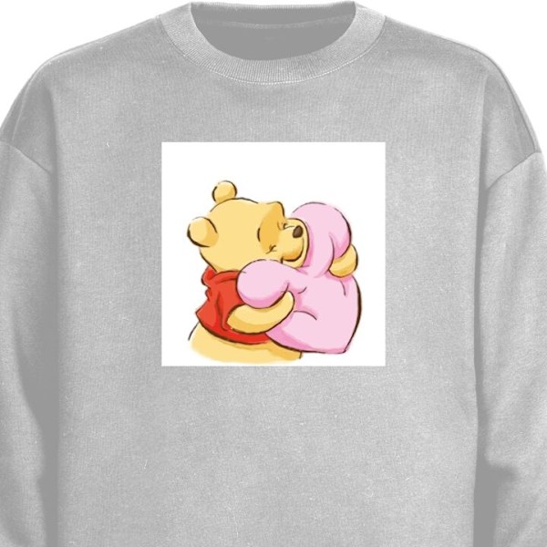 Sweatshirt til Voksne | Klassisk Collegebluse Nalle Puh Knus grå XL