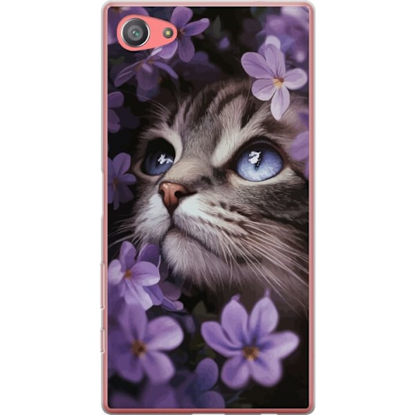 Sony Xperia Z5 Compact Gennemsigtig cover Kat og blomster