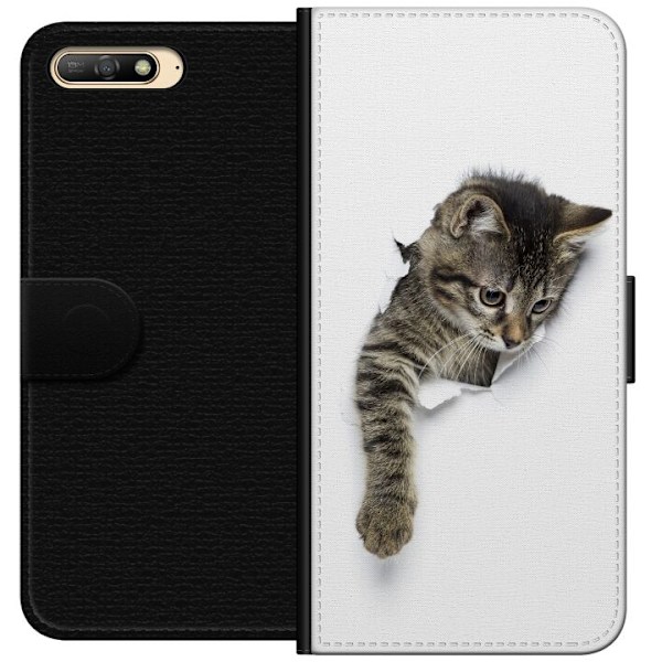 Huawei Y6 (2018) Plånboksfodral Curious Kitten