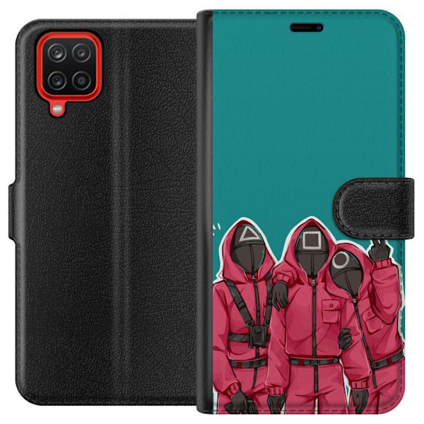 Samsung Galaxy A12 Plånboksfodral Squid Game Karaktärer Grafisk Design Seriefigurer Populär TV Motiv Asiatisk Stil Spännande Trend