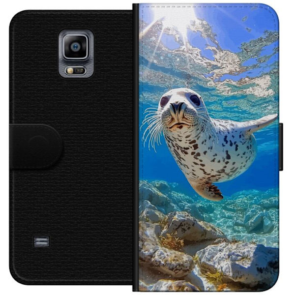 Samsung Galaxy Note 4 Plånboksfodral Säl Hav Simmande Djurmotiv Natur Vattenmotiv Blå Design Marint Tema Populärt Motiv Djurliv