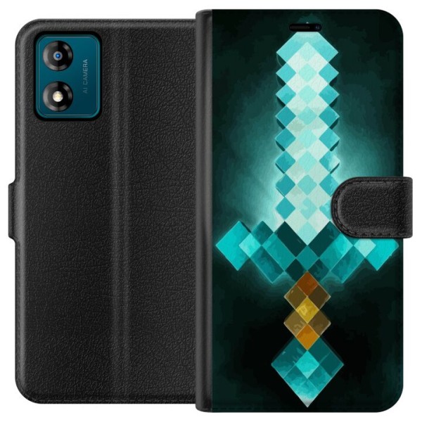 Motorola Moto E13 Lompakkokotelo Minecraft miekka