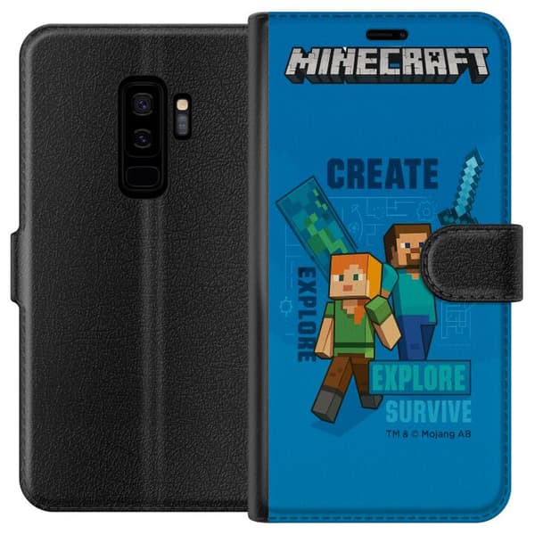 Kompatibel Tegnebogsetui til Samsung Galaxy S9+ Minecraft Huler