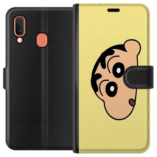 Samsung Galaxy A20e Tegnebogsetui Peeking Shinchan