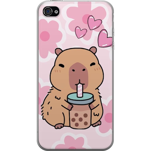 Apple iPhone 4 Genomskinligt Skal Kawaii Capybara Hjärtan Ani