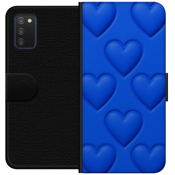 Samsung Galaxy A03s Lommeboketui Blå Hjerter