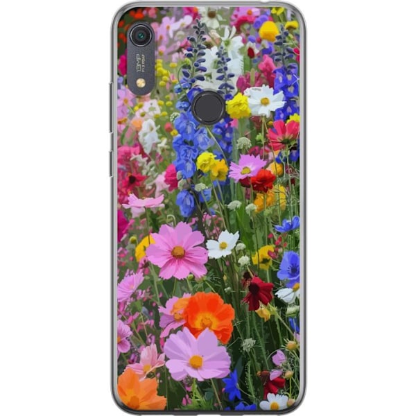 Huawei Y6s (2019) Läpinäkyvä kuori Kukkakuvioinen mobiilikuori kesäisellä niityllä ja luontomaisemalla