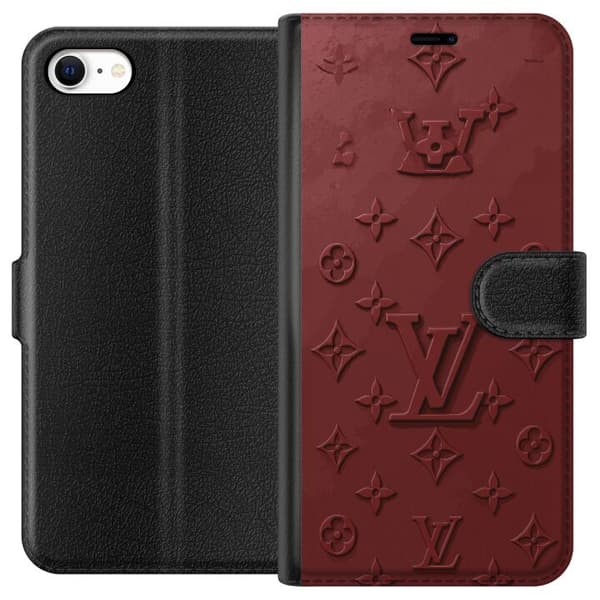 Kompatibel Tegnebogsetui til Apple iPhone 6 Luksuriøst Louis Vuitton-inspireret monogram i mørkerøde toner rød