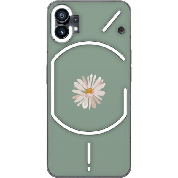 Nothing Phone (1) Läpinäkyvä kuori Vihreä Minimalikukka - tyylikäs kukka vihreällä taustalla