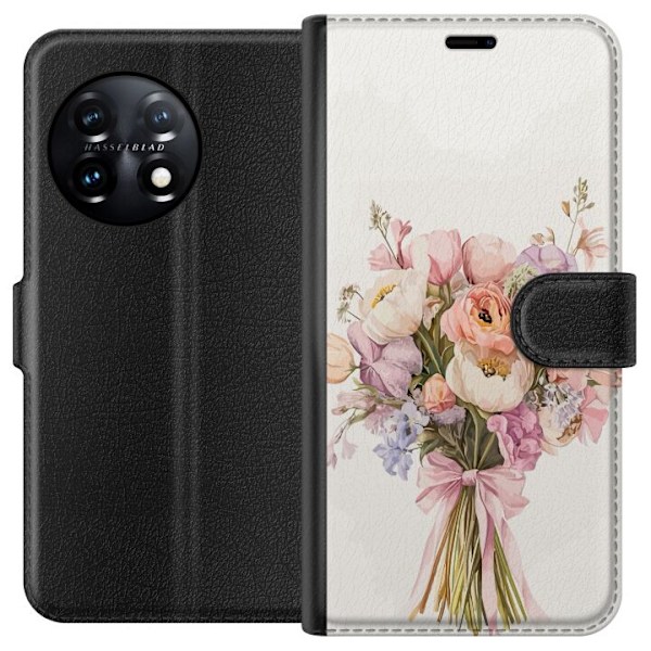 OnePlus 11 Plånboksfodral Mobilskal med färgglad blombukett i romantisk stil