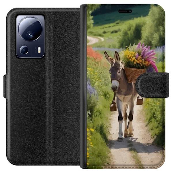 Xiaomi 13 Lite Plånboksfodral Åsna Djurmotiv Rolig Design Naturmotiv Populär Dekor Humor Grafiskt Djurtema Exotiskt