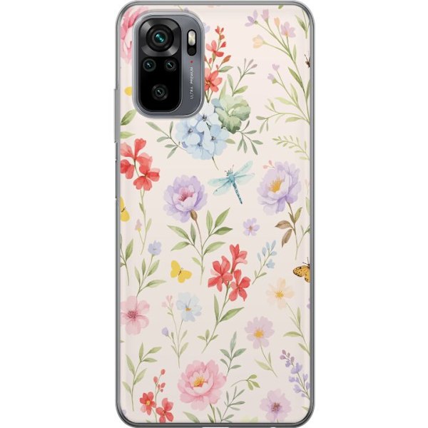 Xiaomi Redmi Note 10S Läpinäkyvä kuori Kukat