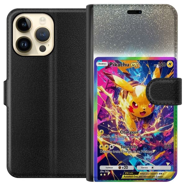 Kompatibel Tegnebogsetui til Apple iPhone 14 Pro Max Pikachu gul